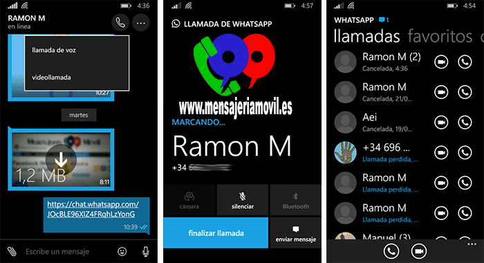 WhatsApp para Windows 10 Mobile con VideoLLamadas