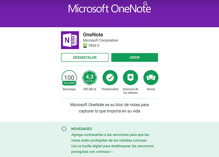 imagen OneNote para Android