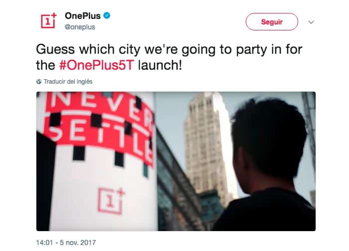 imagen OnePlus 5T será presentado en New York